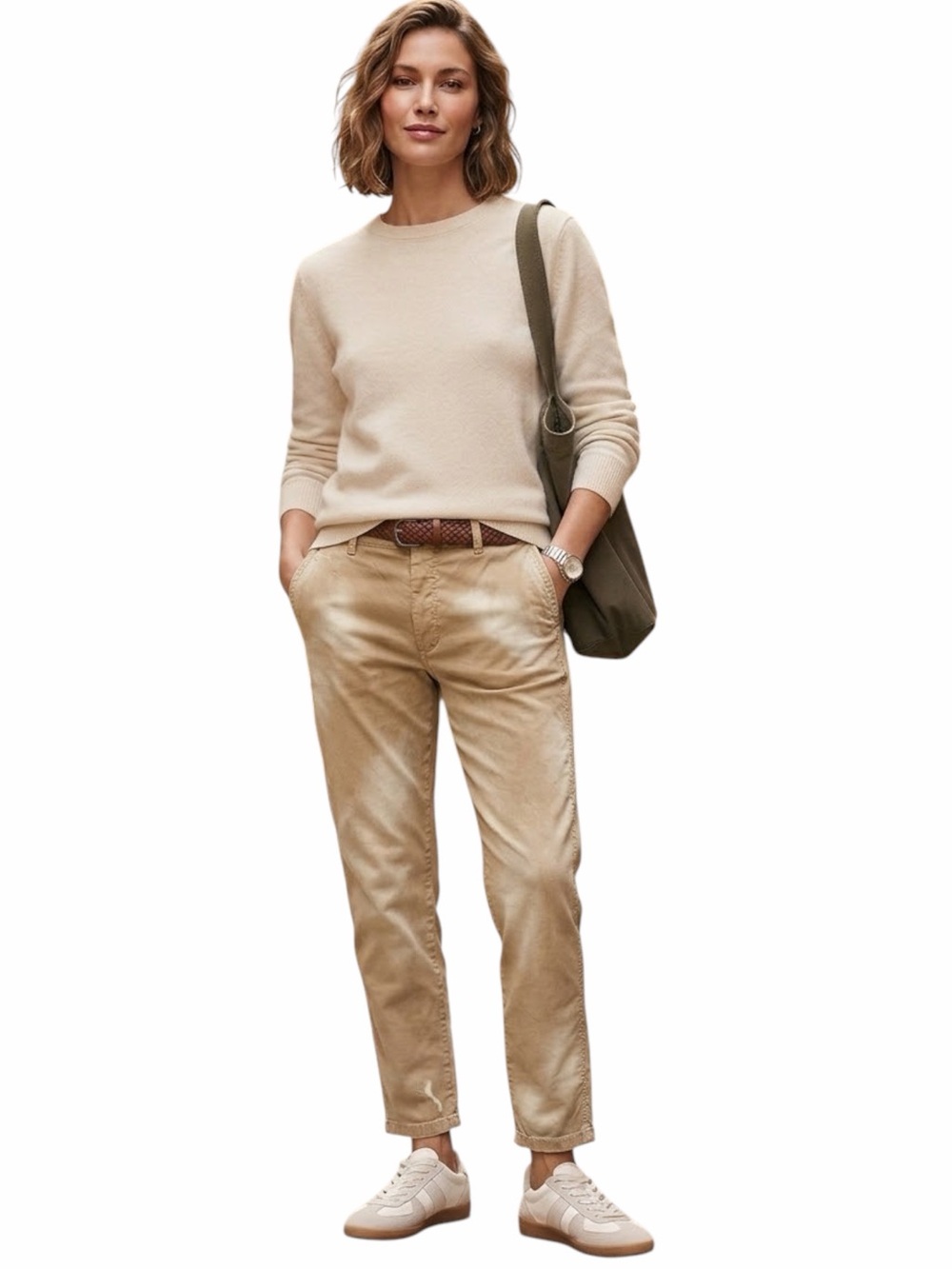 THE GREAT. Tan Mineral Wash Twill Cotton Utility Style Pants - Size 28